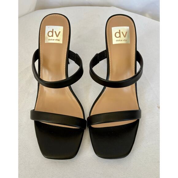 DV Dolce Vita Yorke Two-Band Square-Toe High Heel Dress Sandal Black Size 9 NWT - Picture 2 of 6